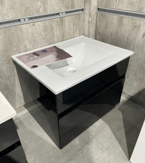 Výprodej 159 - Umyvadlová skříňka LAGONDA SZZ 60 - Černá lesk + umyvadlo SLIM 