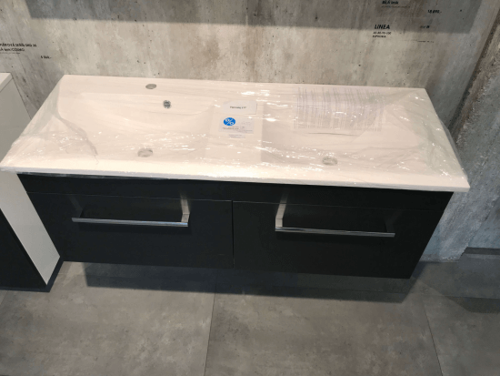 Výprodej 177 - ASTON SZZ2 120 - BÍLÁ lesk/COSMO+Umyvadlo ASA SLIM 120 z litého mramoru - BÍLÉ 