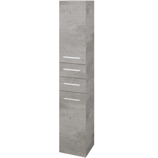 Vysoká skříň s košem DOS SVD2Z2K 35  - D01 Beton - Úchytka T01 - M01 Bílá mat - Levé