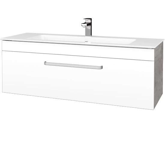 Umyvadlová skříňka ASTON SZZ 120  - D01 Beton - Úchytka T01 - M01 Bílá mat