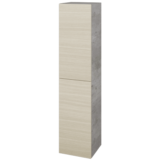 Vysoká skříň DOS SVD2 35  - D01 Beton - Úchytka T00 (bez úchytky) - D04 Dub - Levé
