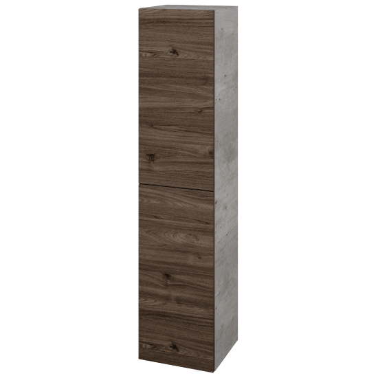 Vysoká skříň DOS SVD2 35  - D01 Beton - Úchytka T00 (bez úchytky) - D25 Teak - Levé