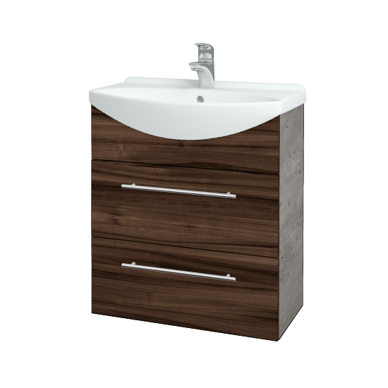 Umyvadlová skříňka TAKE IT SZZ2 65  - D01 Beton - Úchytka T02 - D06 Ořech