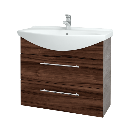 Umyvadlová skříňka TAKE IT SZZ2 85  - D01 Beton - Úchytka T02 - D06 Ořech