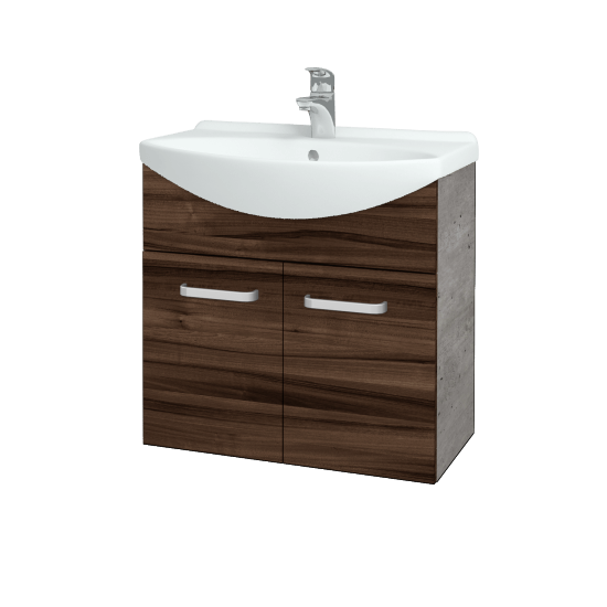 Umyvadlová skříňka TAKE IT SZD2 65  - D01 Beton - Úchytka T01 - D06 Ořech