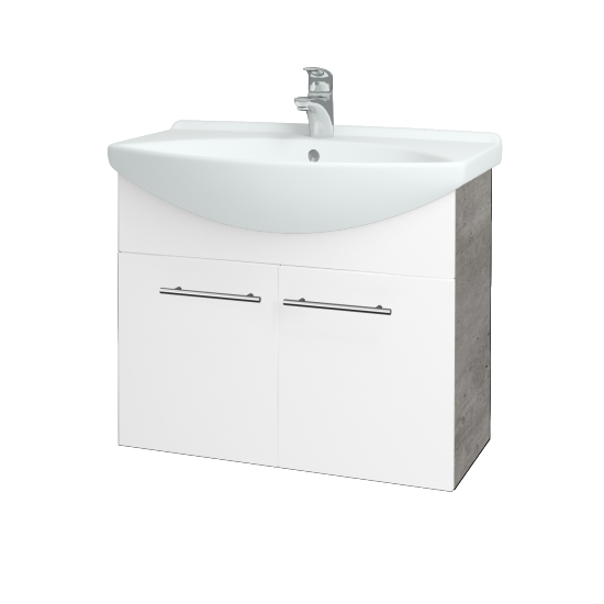Umyvadlová skříňka TAKE IT SZD2 75  - D01 Beton - Úchytka T02 - N01 Bílá lesk