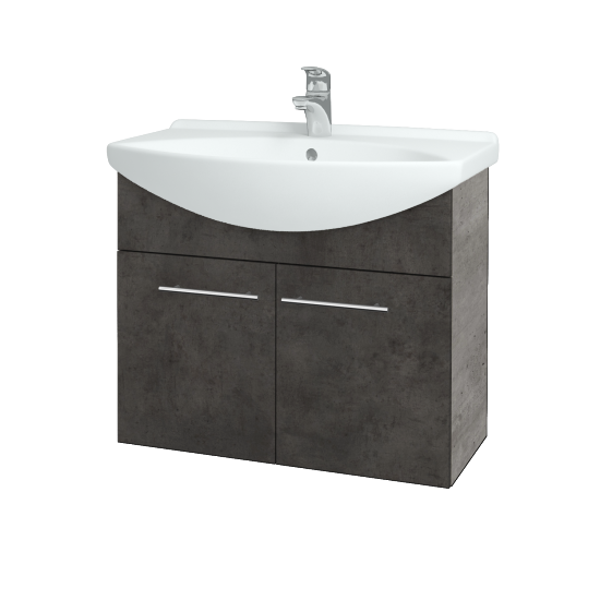 Umyvadlová skříňka TAKE IT SZD2 75  - D01 Beton - Úchytka T02 - D16 Beton tmavý