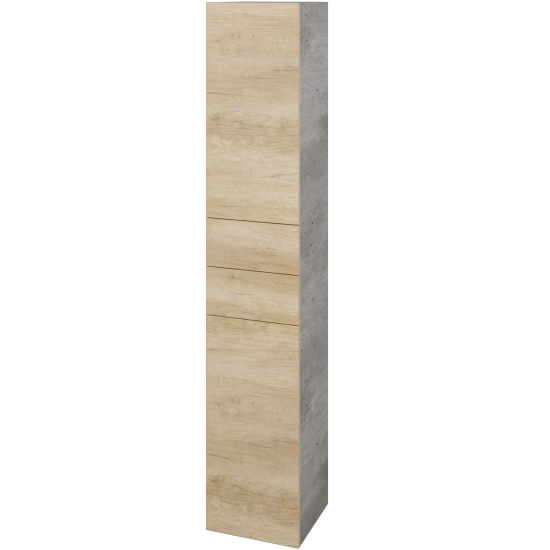 Vysoká skříň DOS SVD2Z2 35  - D01 Beton - Úchytka T00 (bez úchytky) - D15 Nebraska - Levé