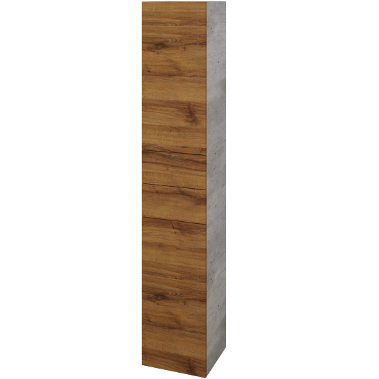 Vysoká skříň DOS SVD2Z2 35  - D01 Beton - Úchytka T00 (bez úchytky) - D27 Cognac - Levé