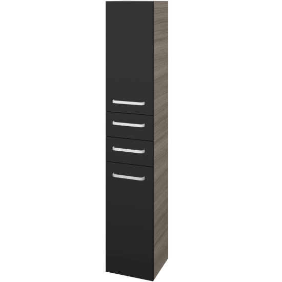 Vysoká skříň DOS SVD2Z2 35  - D03 Cafe - Úchytka T01 - L03 Antracit vysoký lesk - Levé