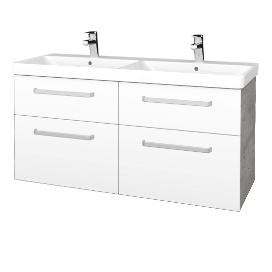 Umyvadlová skříňka Q MAX SZZ4 120  - D01 Beton - Úchytka T01 - L01 Bílá vysoký lesk