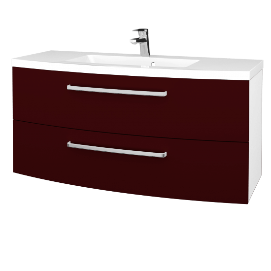 Umyvadlová skříňka BRIO SZZ2 120  - L01 Bílá vysoký lesk - M06 Bordeaux mat