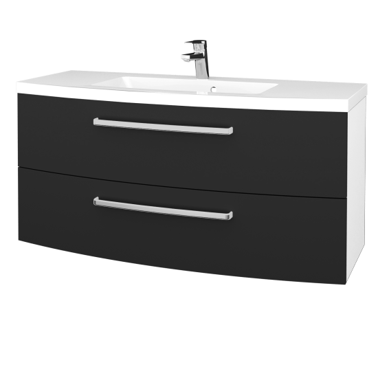 Umyvadlová skříňka BRIO SZZ2 120  - L01 Bílá vysoký lesk - D25 Teak