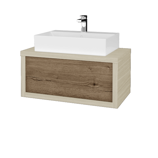 Umyvadlová skříňka STORM SZZ 80 (umyvadlo Kube)  - D04 Dub - D21 Tobacco