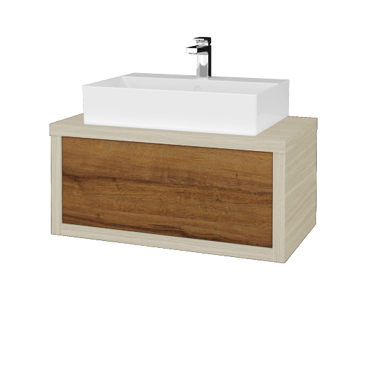 Umyvadlová skříňka STORM SZZ 80 (umyvadlo Kube)  - D04 Dub - D27 Cognac