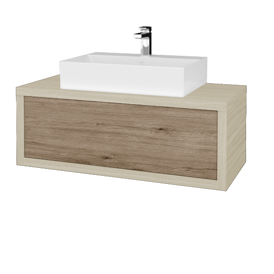 Umyvadlová skříňka STORM SZZ 100 (umyvadlo Kube)  - D04 Dub - D23 Herkules