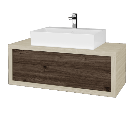 Umyvadlová skříňka STORM SZZ 100 (umyvadlo Kube)  - D04 Dub - D25 Teak