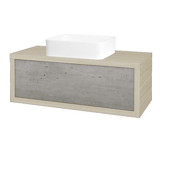 Badezimmerschrank MOVE SZZ 100 (Waschtisch Joy)  - D04 Eiche - D01 Beton