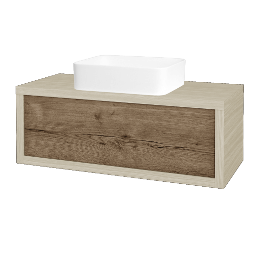Umyvadlová skříňka STORM SZZ 100 (umyvadlo Joy)  - D04 Dub - D21 Tobacco