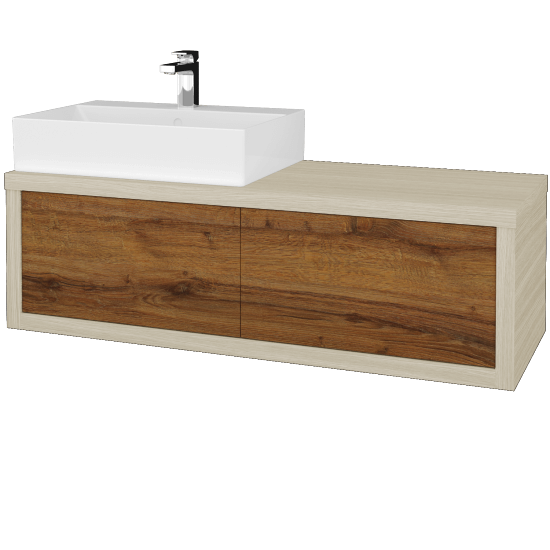 Umyvadlová skříňka STORM SZZ2 120 (umyvadlo Kube)  - D04 Dub - D27 Cognac - Levé