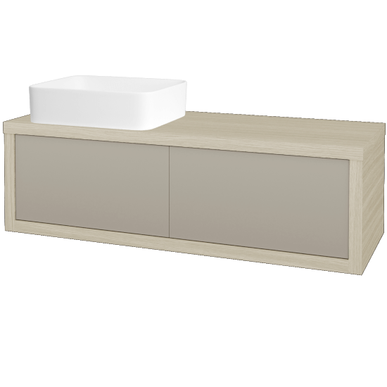 Badezimmerschrank MOVE SZZ2 120 (Waschtisch Joy)  - D04 Eiche - L04 Taupe Lack Hochglanz - Links