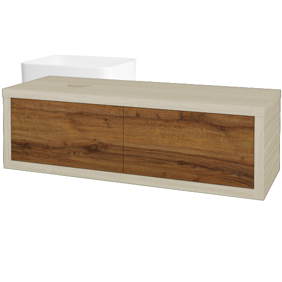 Umyvadlová skříňka STORM SZZ2 120 (umyvadlo Joy)  - D04 Dub - D27 Cognac - Levé