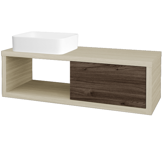 Umyvadlová skříňka STORM SZZO 120 (umyvadlo Joy)  - D04 Dub - D25 Teak - Levé