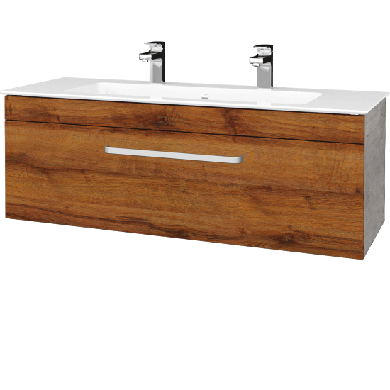 Umyvadlová skříňka ASTON SZZ 120  - D01 Beton - Úchytka T01 - D27 Cognac