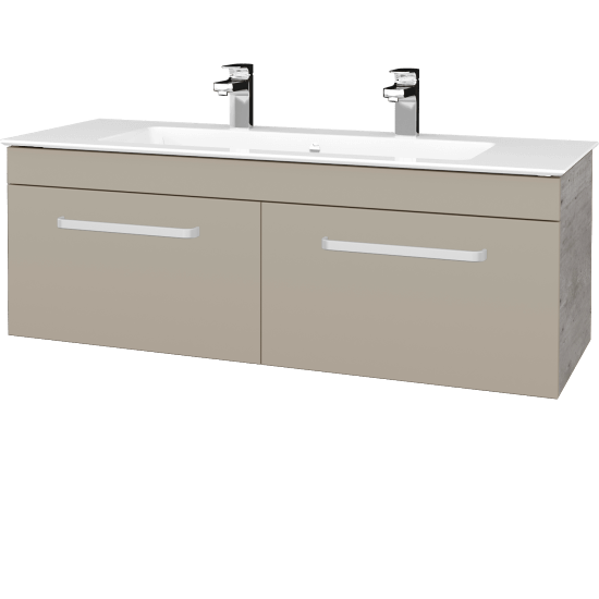 Umyvadlová skříňka ASTON SZZ2 120  - D01 Beton - Úchytka T01 - L04 Béžová vysoký lesk