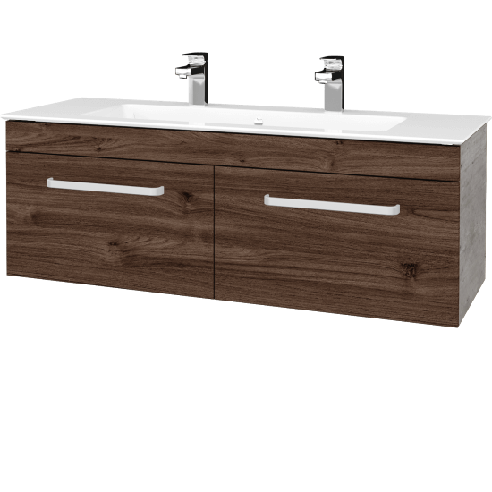 Umyvadlová skříňka ASTON SZZ2 120  - D01 Beton - Úchytka T01 - D25 Teak