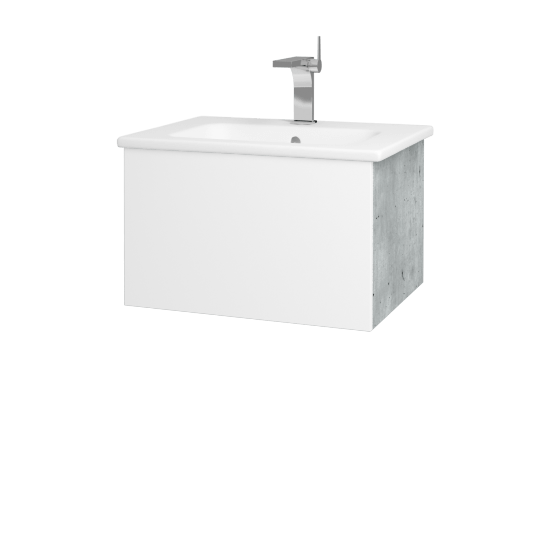 Badezimmerschrank FLAT SZZ 60 (Waschtisch Euphoria)  - D01 Beton - L01 Weiß Lack Hochglanz