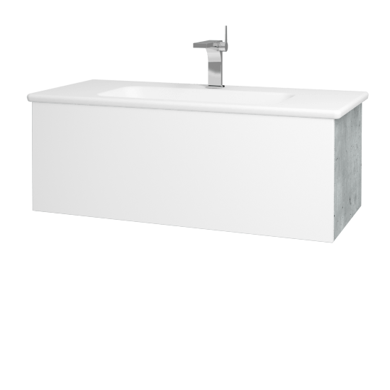 Kúpeľňová skrinka VARIANTE SZZ 100 (umývadlo Euphoria)  - D01 Betón - L01 Biela vysoký lesk