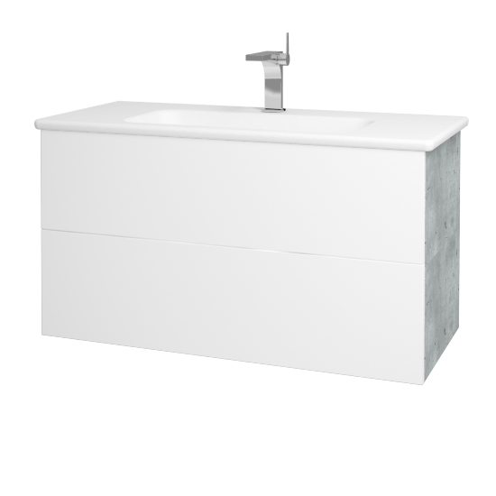 Umyvadlová skříňka VARIANTE SZZ2 100 (umyvadlo Euphoria)  - D01 Beton - M01 Bílá mat