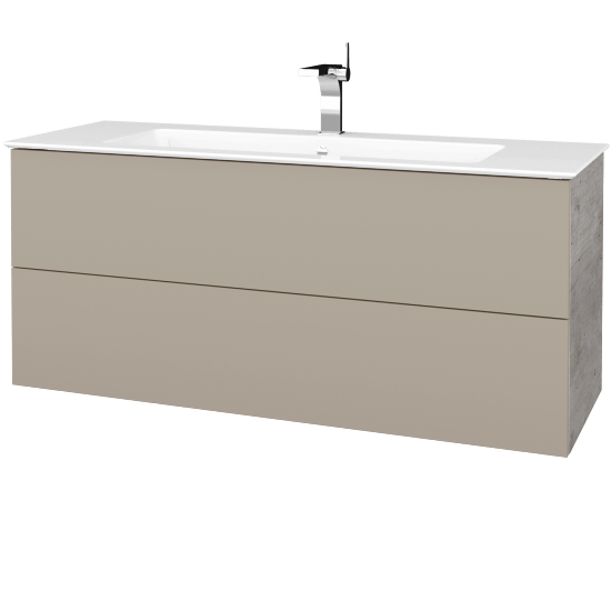 Badezimmerschrank FLAT SZZ2 120 (Waschtisch Pura)  - D01 Beton - M05 Beige Lack Matt