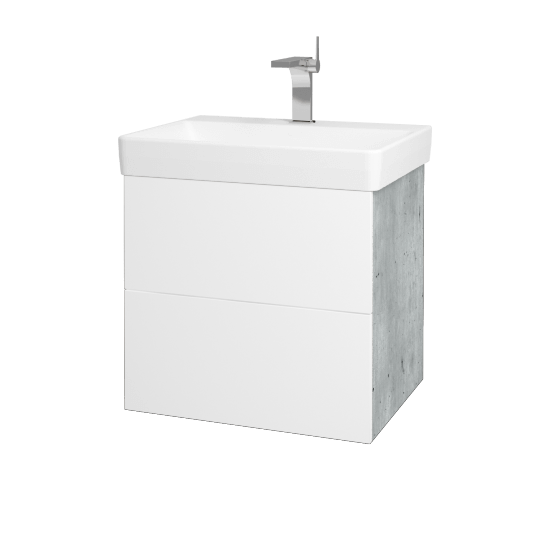 Koupelnová skříňka VARIANTE SZZ2 60 pro umyvadlo Laufen Pro S - D01 Beton - L01 Bílá vysoký lesk