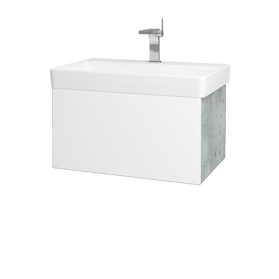Waschtischunterschrank FLAT SZZ 70 (Waschtisch Laufen Pro S)  - D01 Beton - L01 Weiß Lack Hochglanz