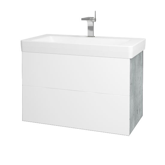 Koupelnová skříňka VARIANTE SZZ2 85 pro umyvadlo Laufen Pro S - D01 Beton - L01 Bílá vysoký lesk