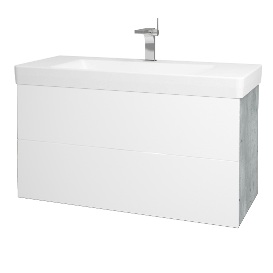 Koupelnová skříňka VARIANTE SZZ2 105 pro umyvadlo Laufen Pro S - D01 Beton - L01 Bílá vysoký lesk