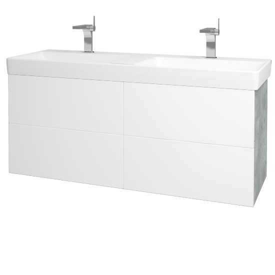 Umyvadlová skříňka VARIANTE SZZ4 130 pro umyvadlo Laufen Pro S - D01 Beton - L01 Bílá vysoký lesk