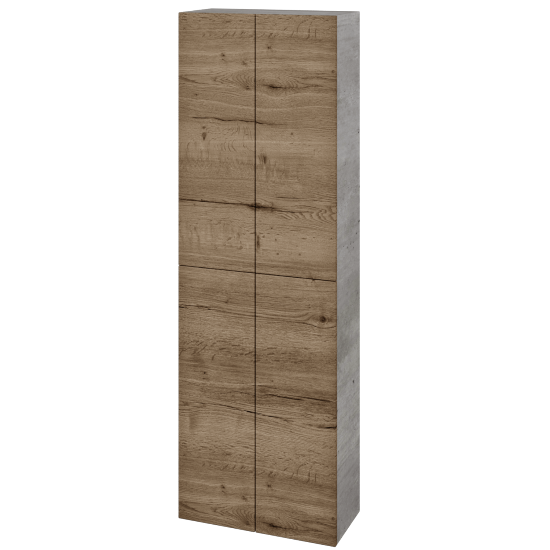 Vysoká skříň DOS SV1D4 50  - D01 Beton - Úchytka T00 (bez úchytky) - D21 Tobacco