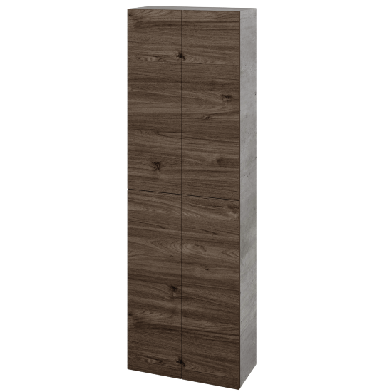 Vysoká skříň DOS SV1D4 50  - D01 Beton - Bezúchytkové provedení T00 (bez vrtání pro úchytku) - D25 Teak