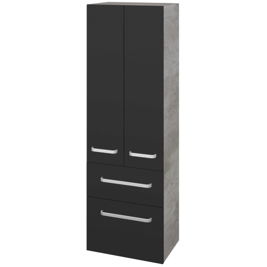 UNI SVD2Z2 50 Hochschrank  - D01 Beton - Griffes T01 - N03 Graphite