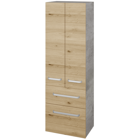 Vysoká skříň DOS SVD2Z2 50  - D01 Beton - Úchytka T01 - D22 Karamel