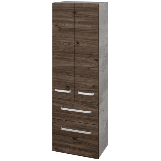 Vysoká skříň DOS SVD2Z2 50  - D01 Beton - Úchytka T01 - D25 Teak