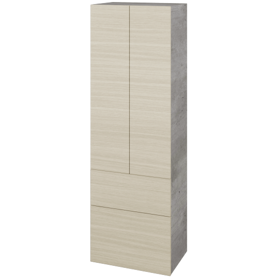 Vysoká skříň DOS SVD2Z2 50  - D01 Beton - Úchytka T00 (bez úchytky) - D04 Dub
