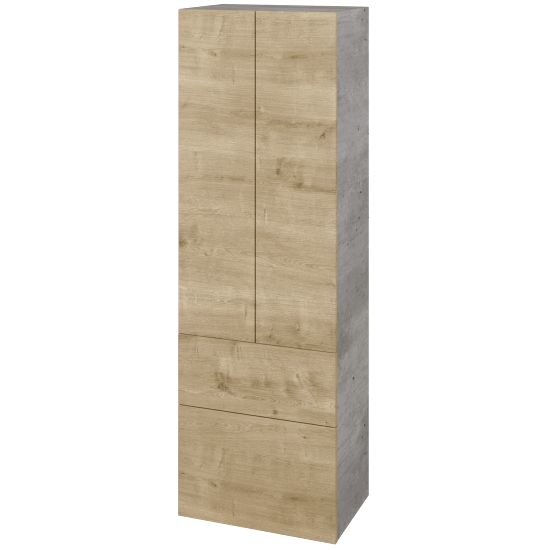 Vysoká skříň DOS SVD2Z2 50  - D01 Beton - Úchytka T00 (bez úchytky) - D09 Arlington