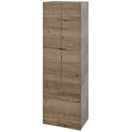 Vysoká skříň DOS SVD2Z2 50  - D01 Beton - Úchytka T00 (bez úchytky) - D21 Tobacco