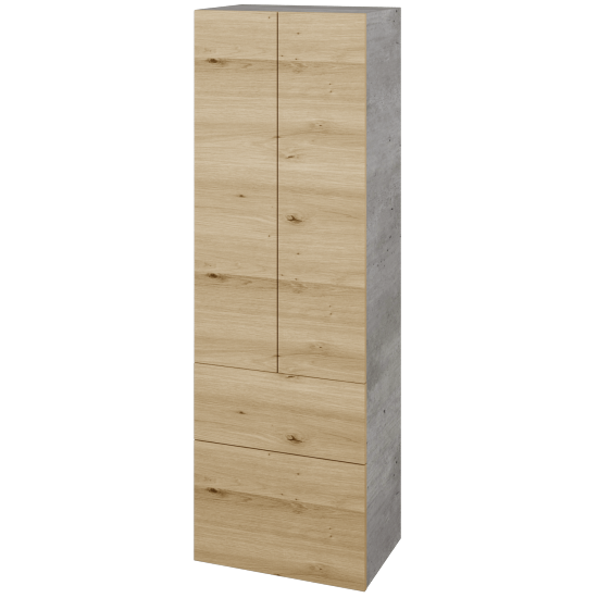 Vysoká skříň DOS SVD2Z2 50  - D01 Beton - Bezúchytkové provedení T00 (bez vrtání pro úchytku) - D22 Karamel