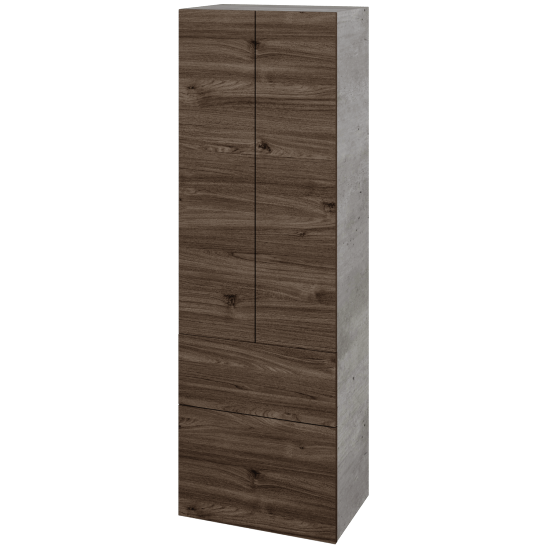 Vysoká skříň DOS SVD2Z2 50  - D01 Beton - Bezúchytkové provedení T00 (bez vrtání pro úchytku) - D25 Teak