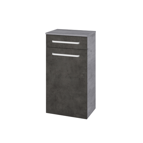 UNI SNDZ 50 Niedriger Schrank  - D01 Beton - Griffes T01 - D16 Dark Beton - Links